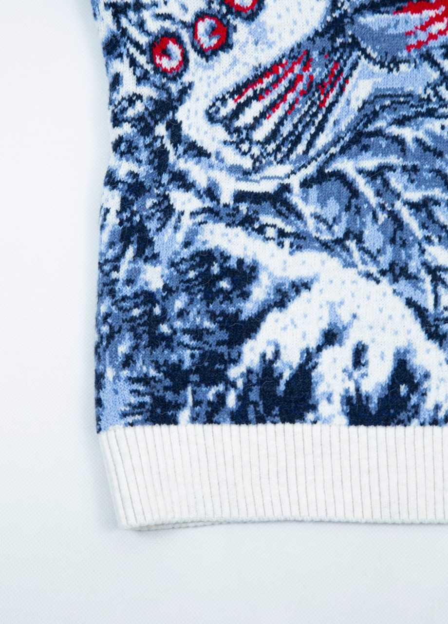 Білий зимовий светр жіночий білий зимовий з птахами Pulltonic Прямая