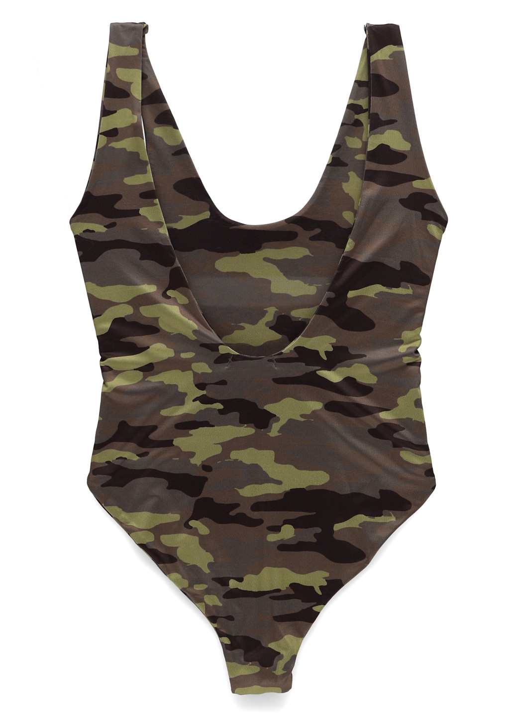 Оливковый (хаки) летний купальник слитный PrettyLittleThing