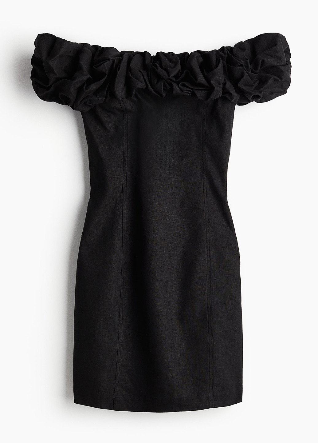 Чорна коктейльна сукня з відкритими плечима H&M однотонна