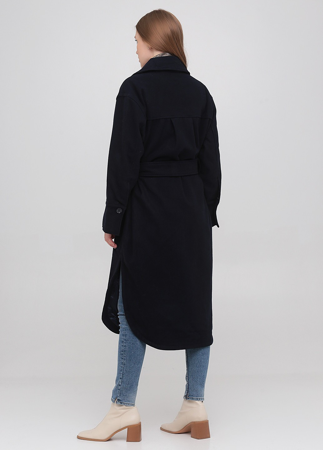 Темно-синее демисезонное Пальто однобортное Weekday