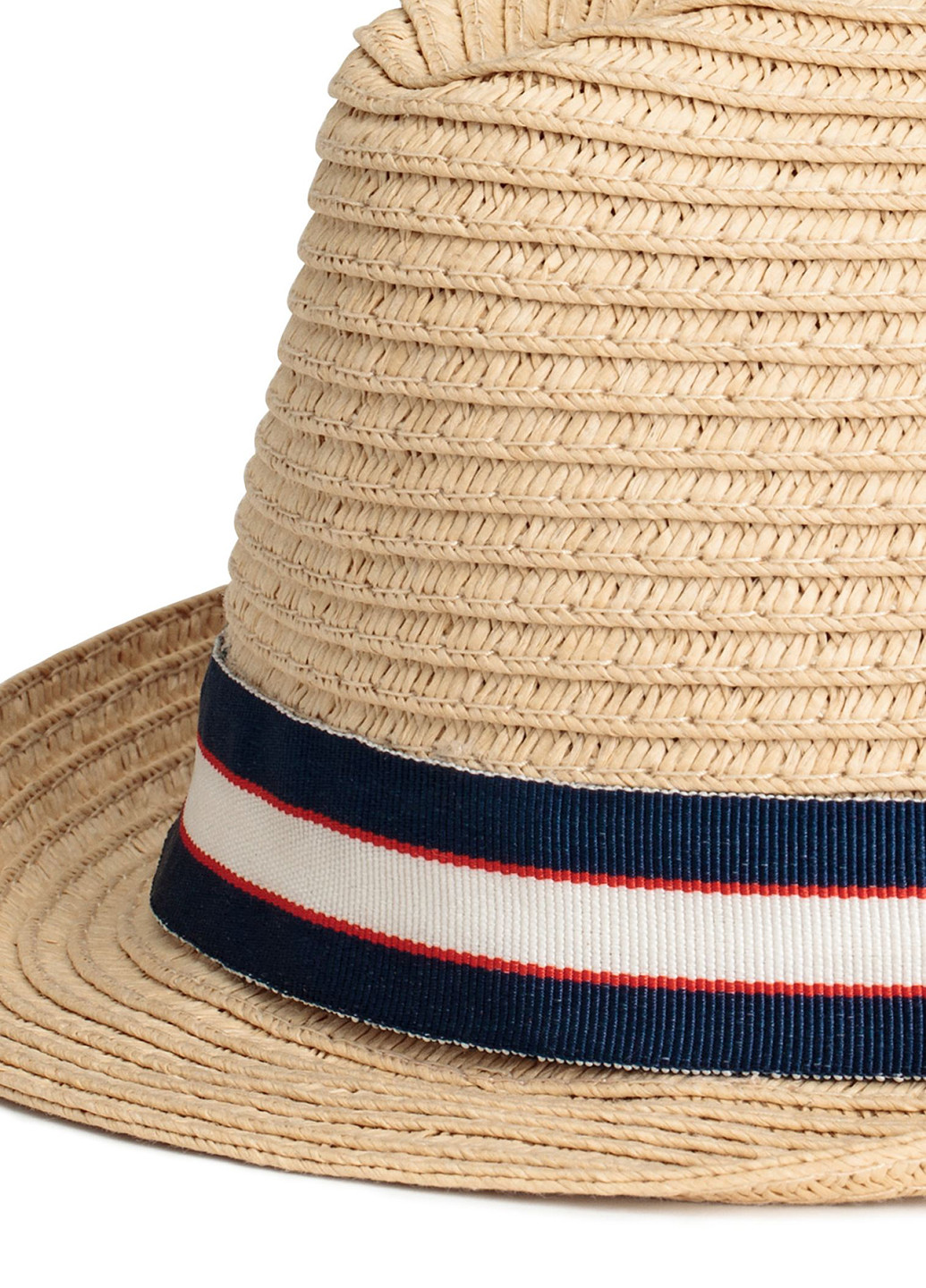 Шляпа H&M федора однотонная бежевая кэжуал искусственная солома