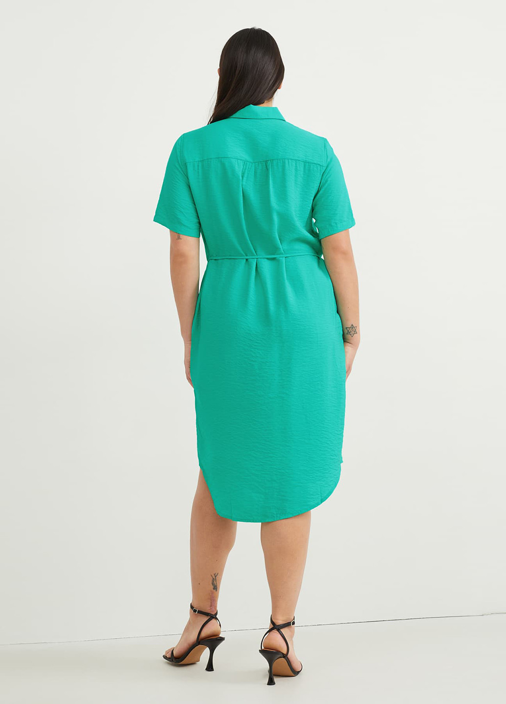 Зеленое кэжуал платье рубашка C&A однотонное