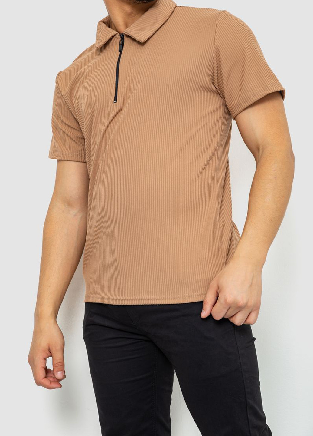 Бежевая футболка-поло для мужчин Ager однотонная
