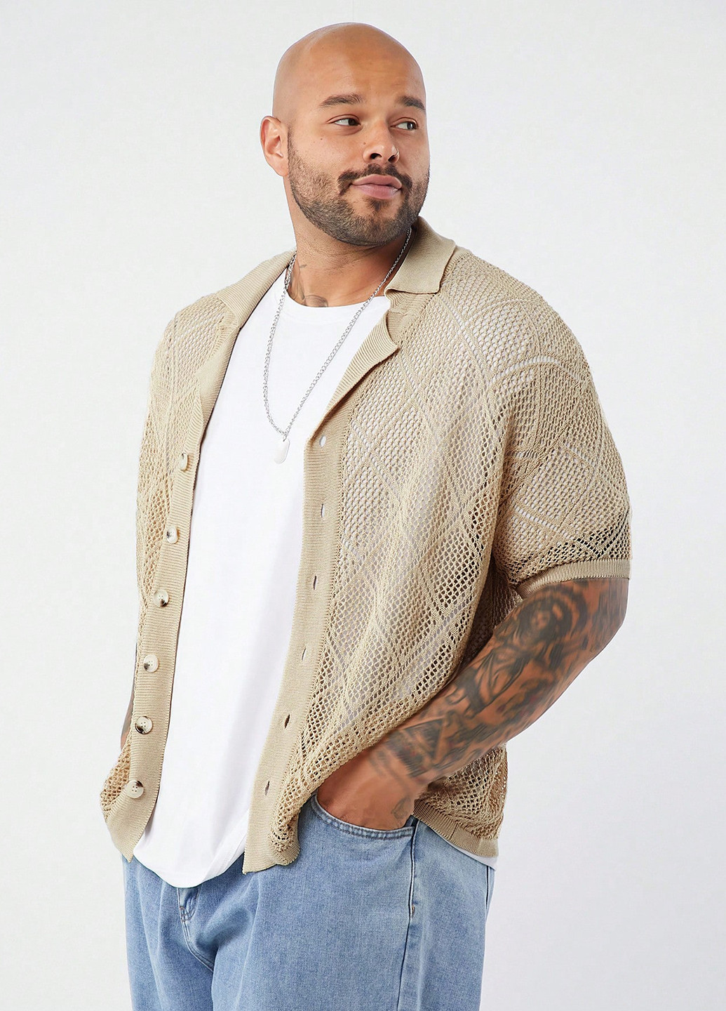 Бежевый лето кардиган SHEIN