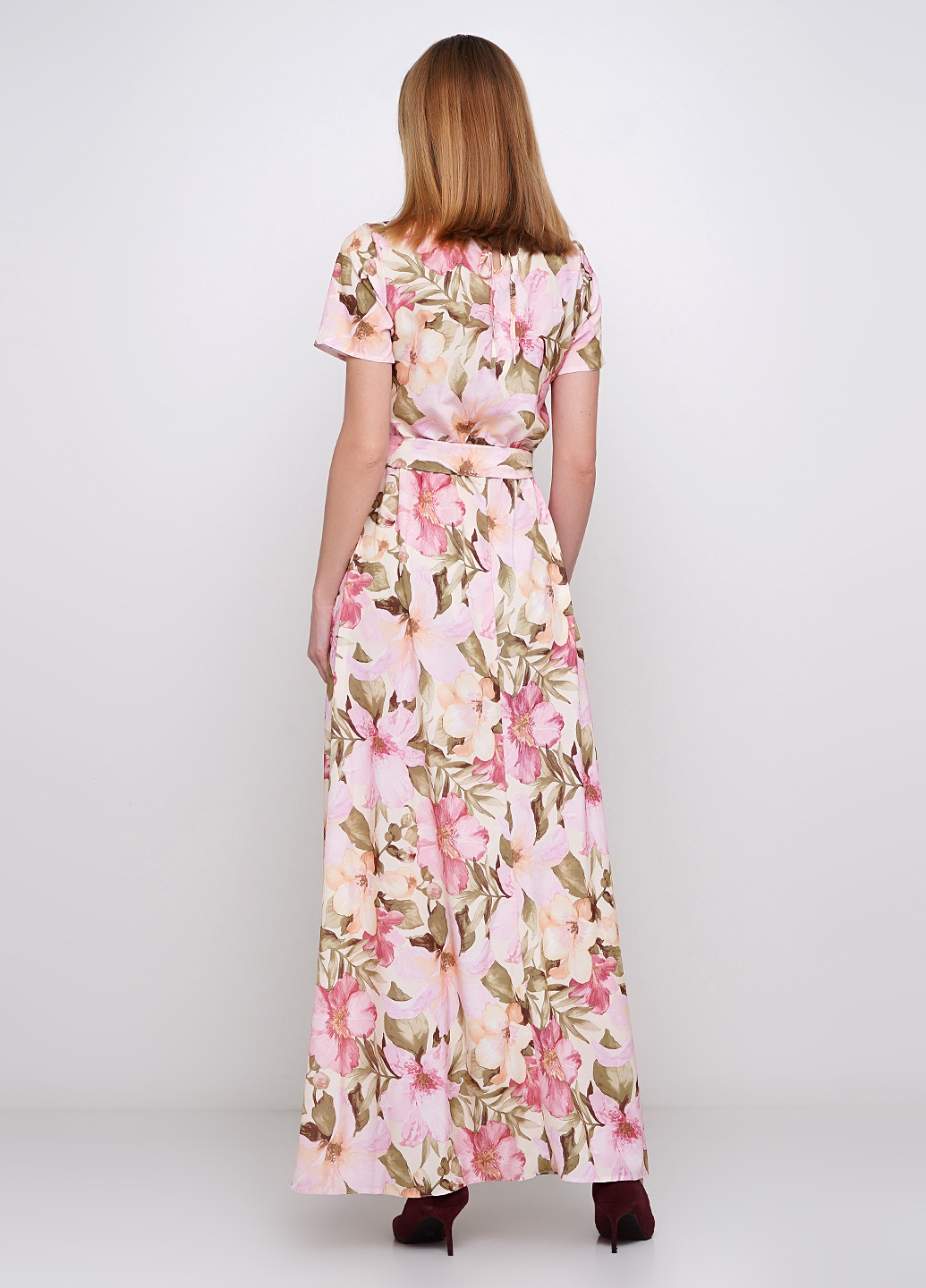 Пудрова кежуал плаття, сукня а-силует Anastasimo з квітковим принтом