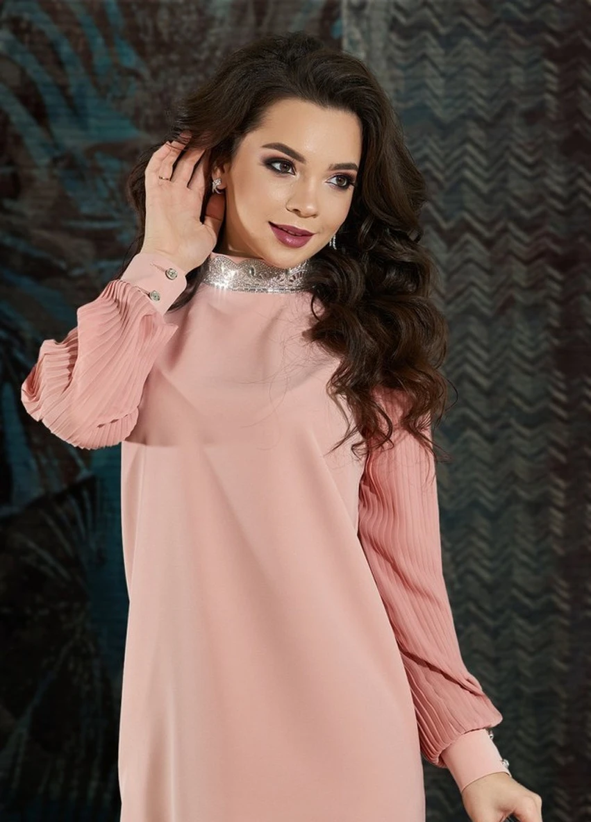 Пудровое вечернее платье FashionYouWant однотонное