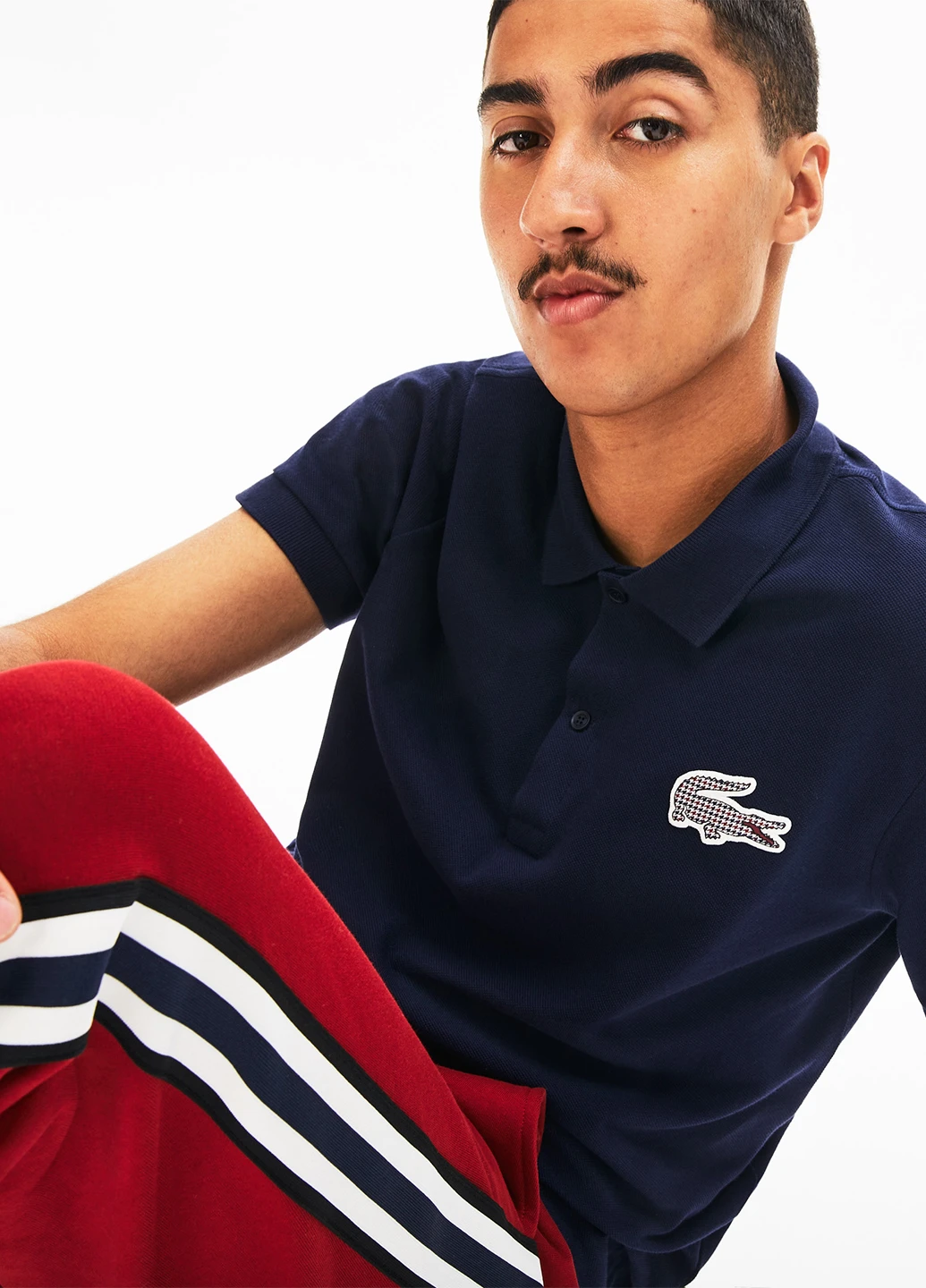 Темно-синяя футболка-поло для мужчин Lacoste однотонная