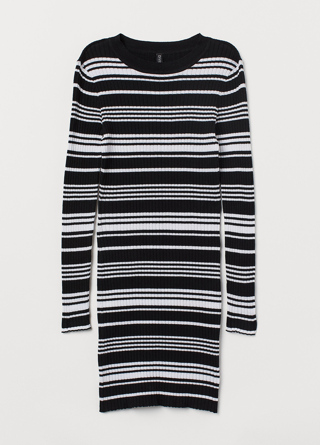 Черное кэжуал платье платье-свитер H&M в полоску