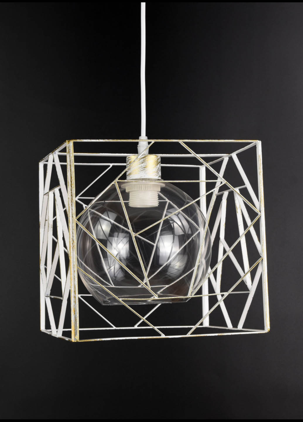 Люстра стельова підвісна в стилі LOFT (лофт) 12120/1-tr Білий 35х24х34 см. Handmade (234540042)