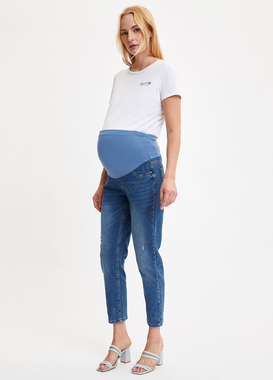 Джинси для вагітних DeFacto завужені сині джинсові бавовна