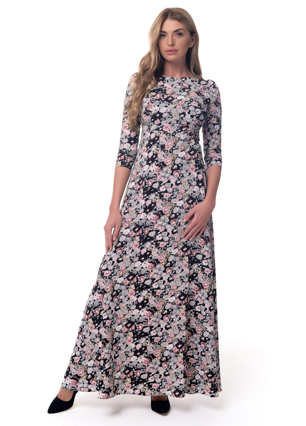 Комбинированное кэжуал платье клеш Arefeva с цветочным принтом