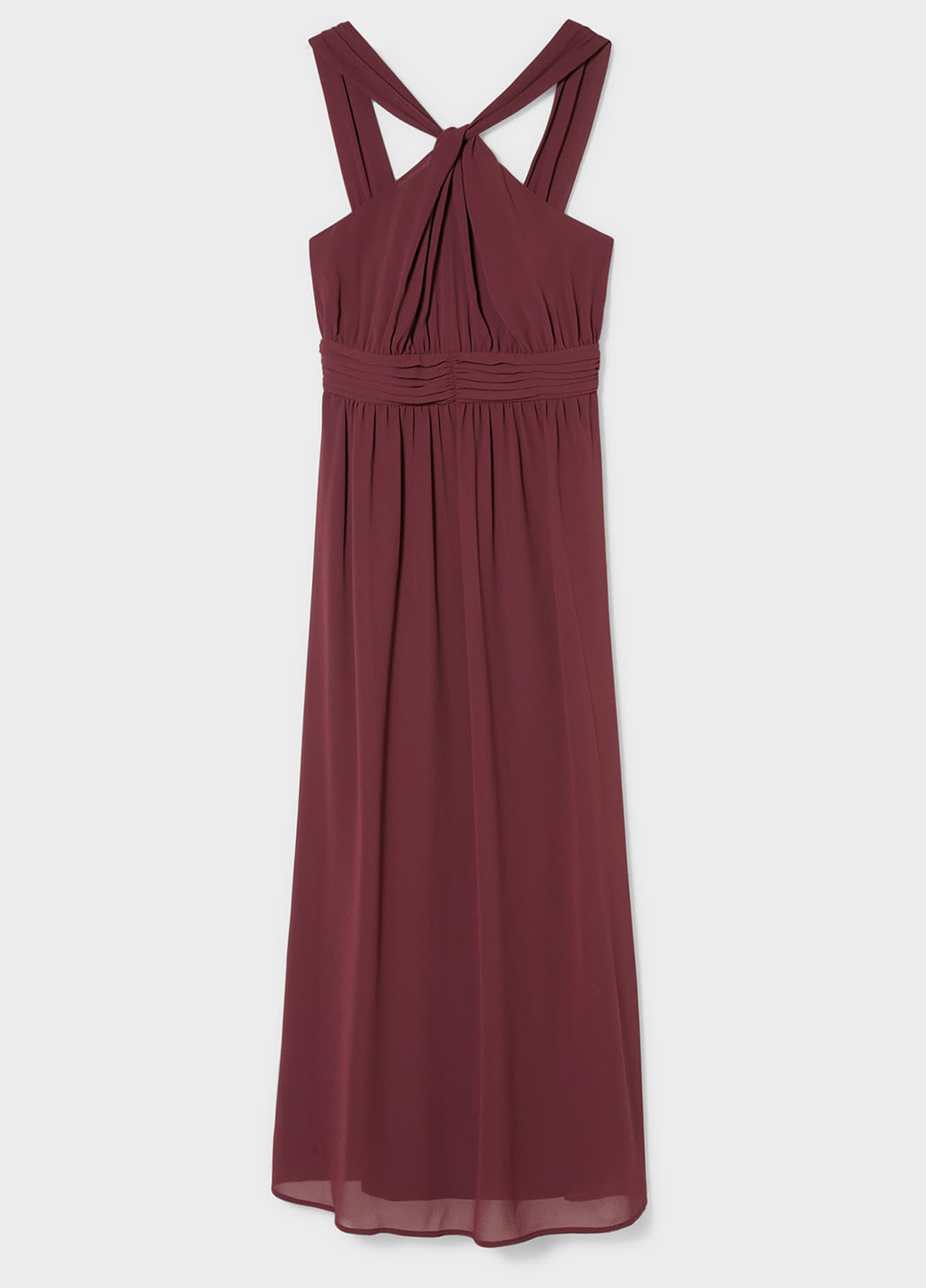 Бордовое коктейльное платье в стиле ампир, с открытой спиной C&A однотонное