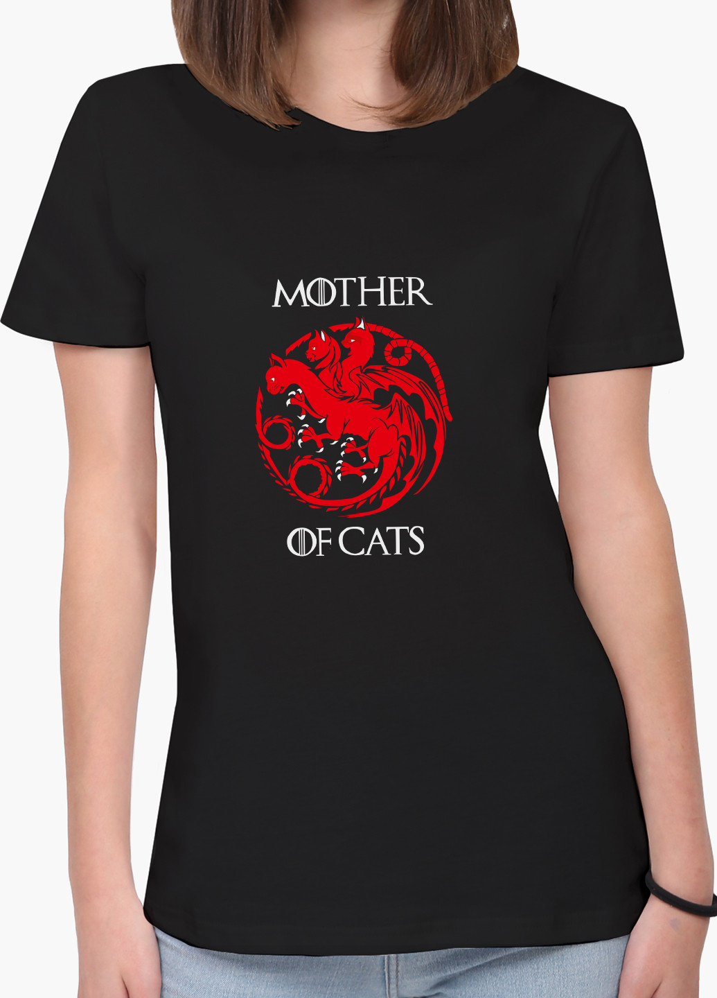 Чорна демісезон футболка жіноча мати котів (mother of cats) (8976-2015) xxl MobiPrint