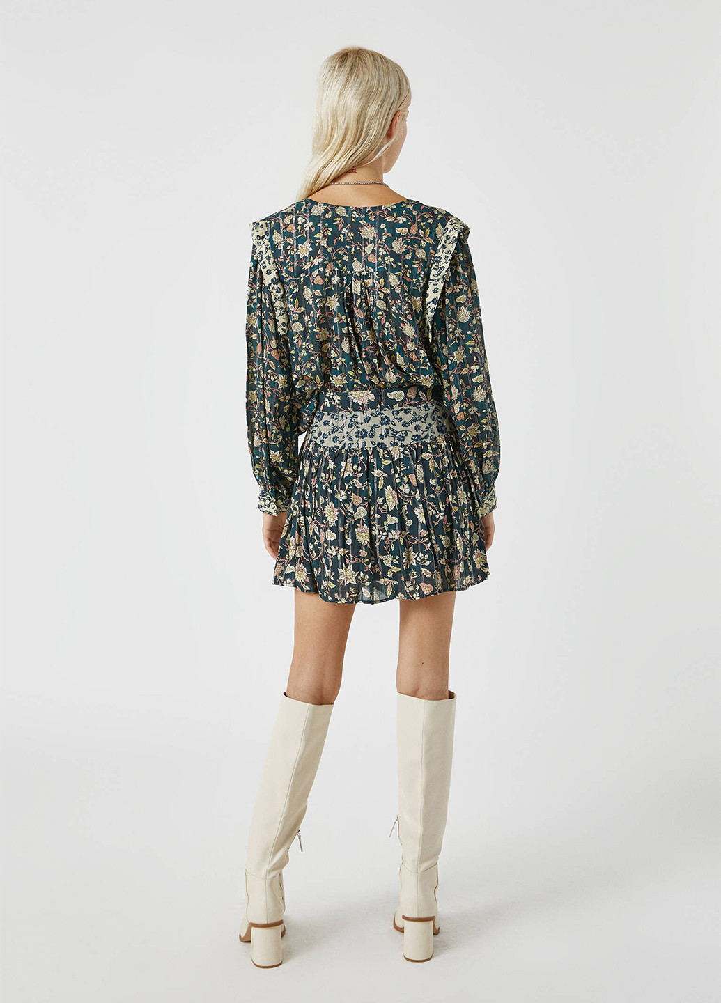 Зеленая кэжуал цветочной расцветки юбка Pull & Bear плиссе