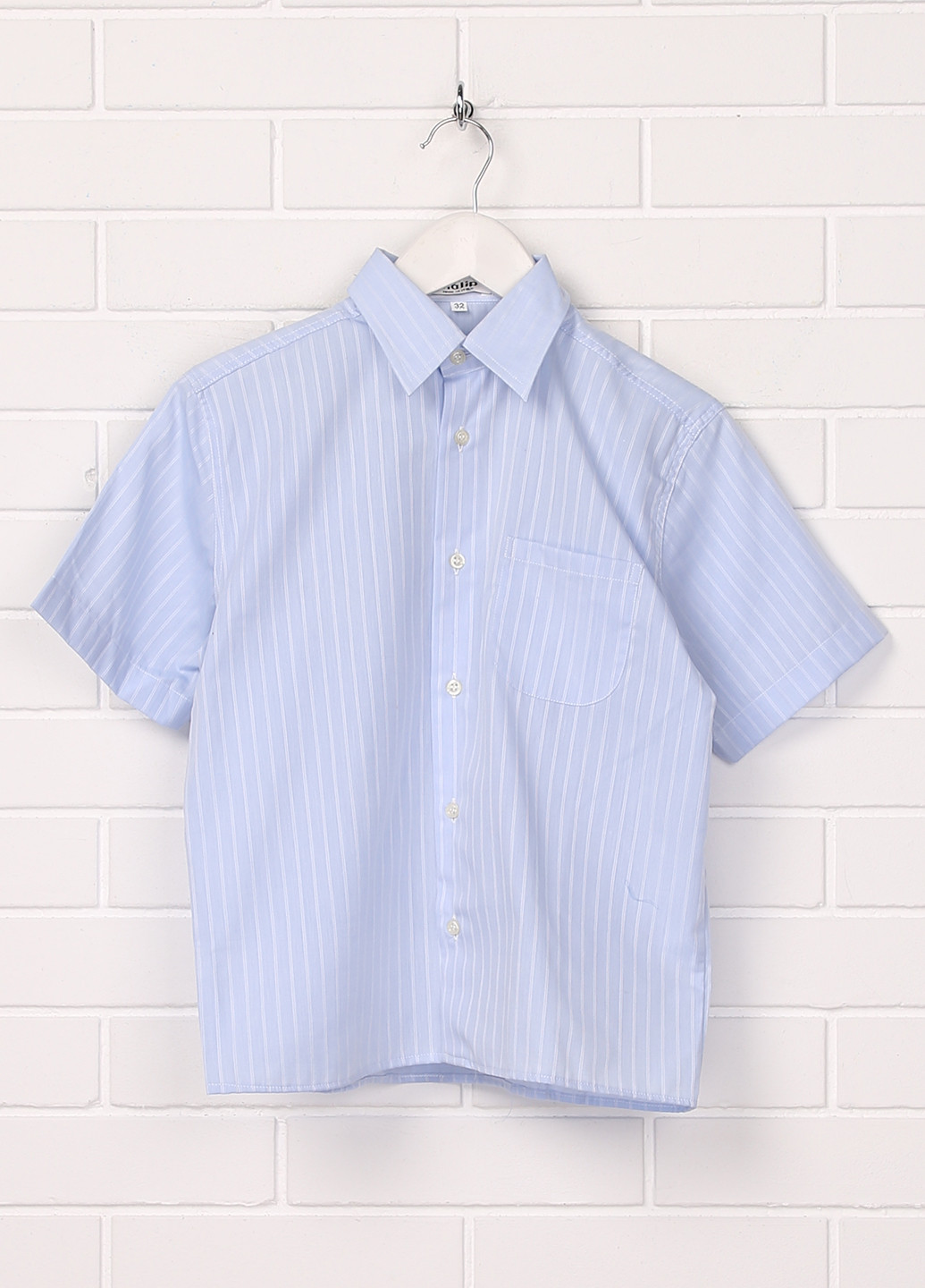 Голубой классическая рубашка в полоску Malip с коротким рукавом