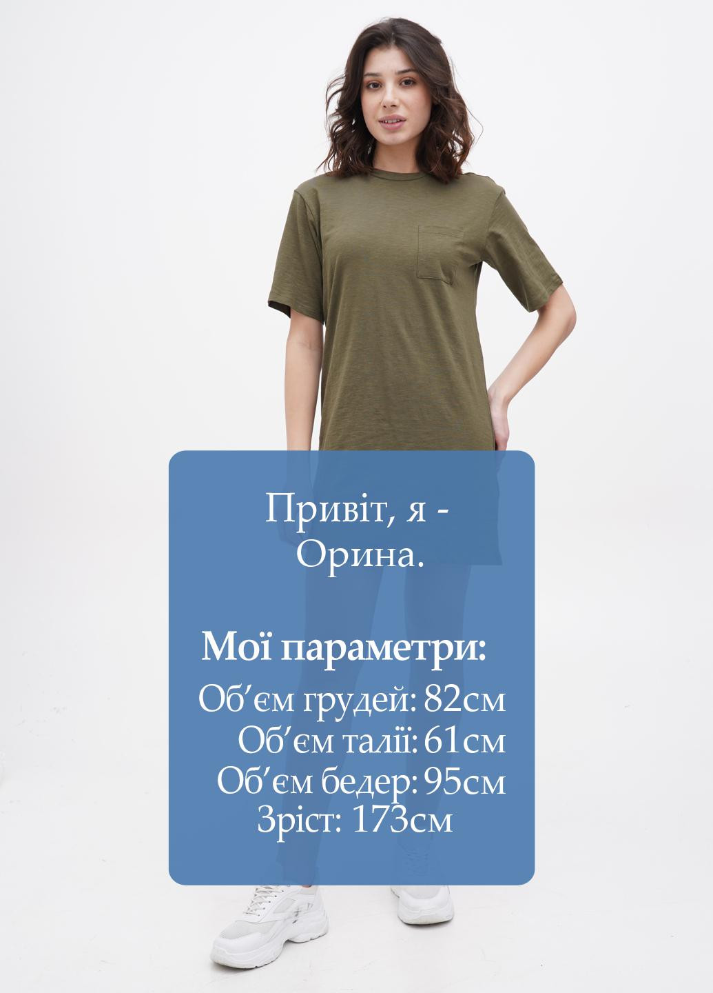Оливкова (хакі) кежуал сукня сукня-футболка Even&Odd однотонна