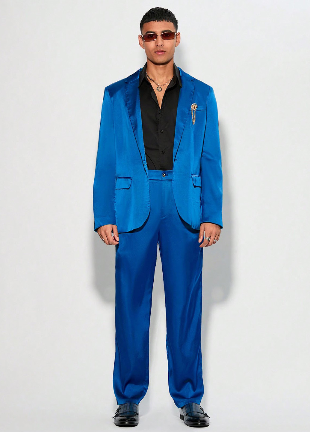 Синий демисезонный костюм (пиджак, брюки) брючный SHEIN