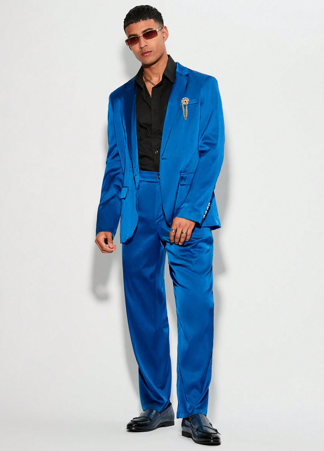 Синий демисезонный костюм (пиджак, брюки) брючный SHEIN