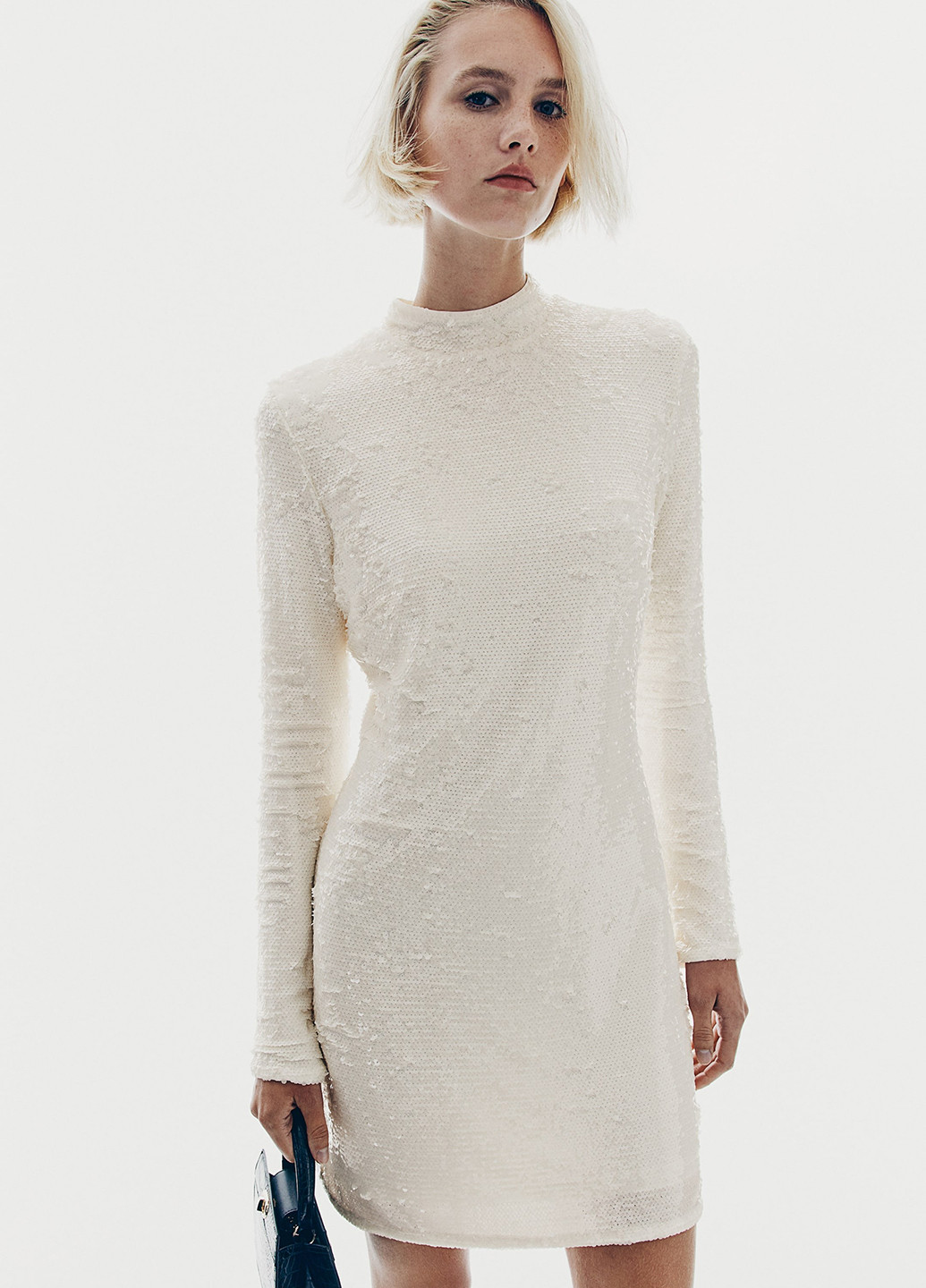 Кремовое вечернее, кэжуал платье с открытой спиной H&M однотонное