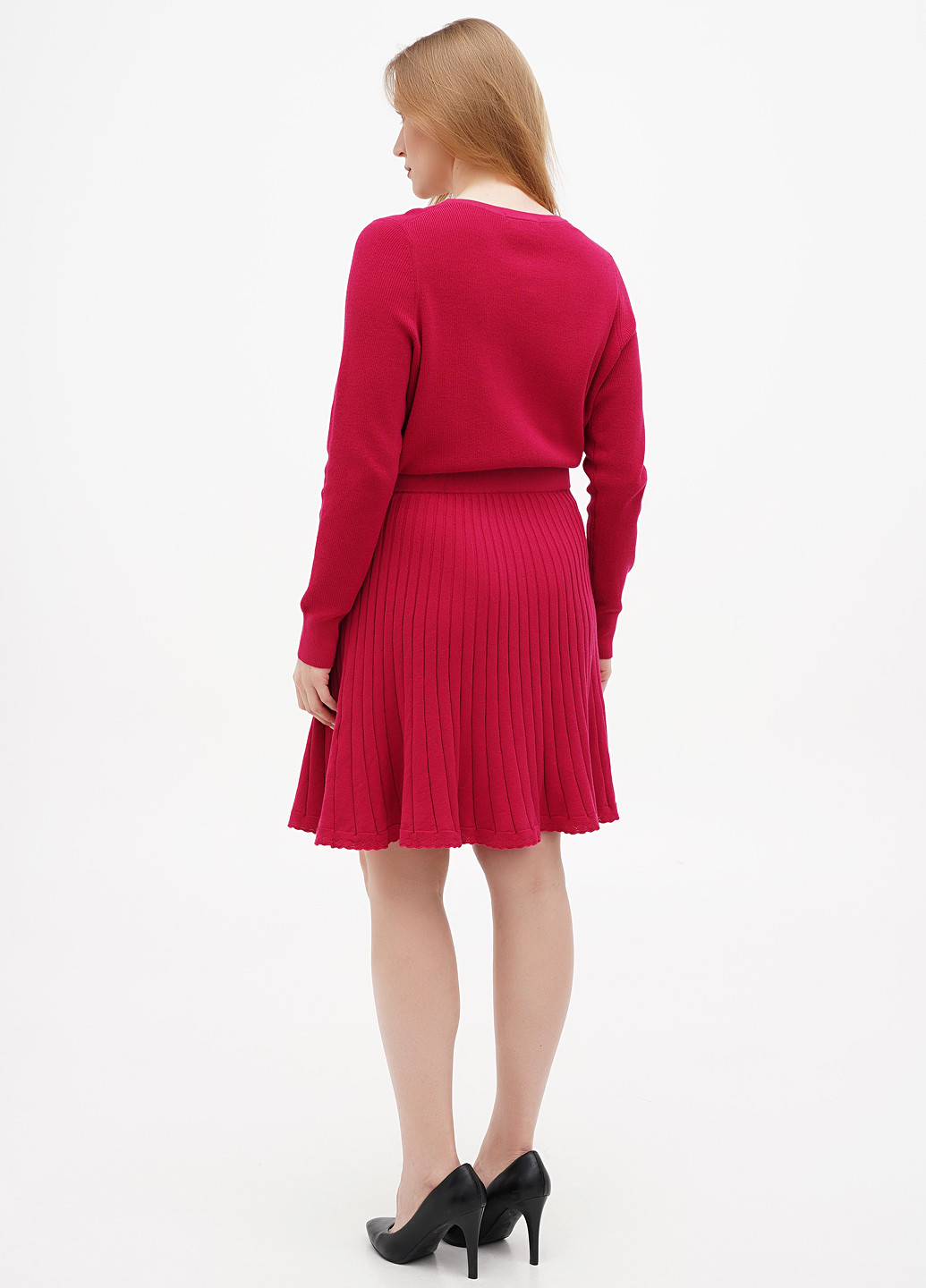 Фуксиновое (цвета Фуксия) кэжуал платье клеш, платье-свитер Boden однотонное