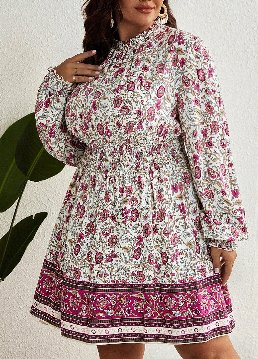 Комбинированное кэжуал платье а-силуэт SHEIN с цветочным принтом