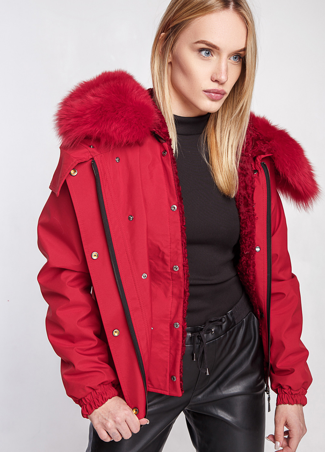 Красная зимняя куртка Irbis - furs