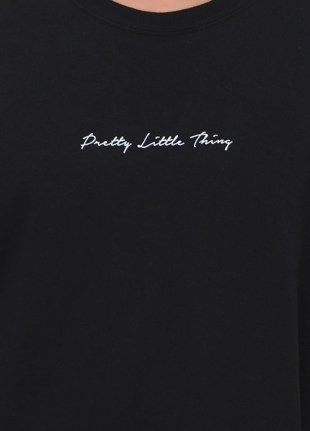 Свитшот PrettyLittleThing - Прямой крой надпись черный кэжуал трикотаж, хлопок - (254516624)