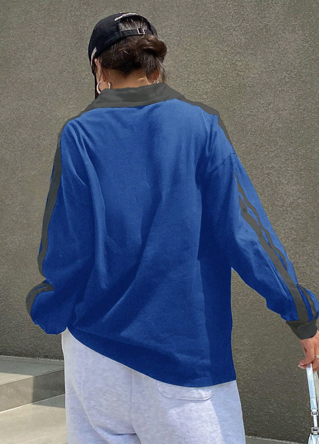 Синяя женская футболка-поло SHEIN с надписью