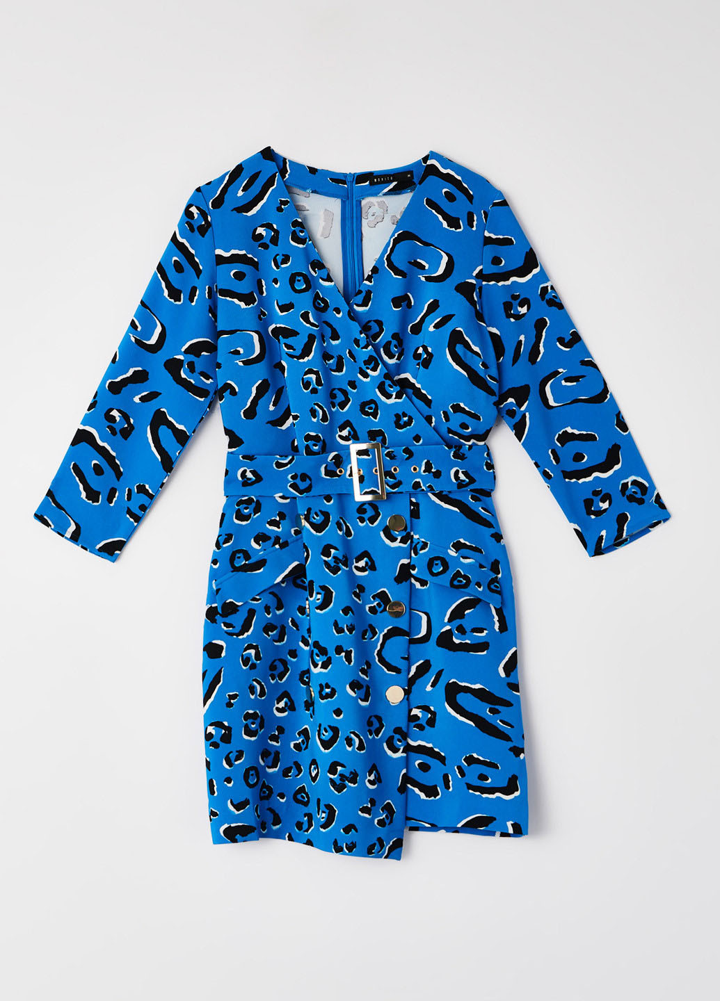 Світло-синя кежуал сукня на запах Mohito леопардовий