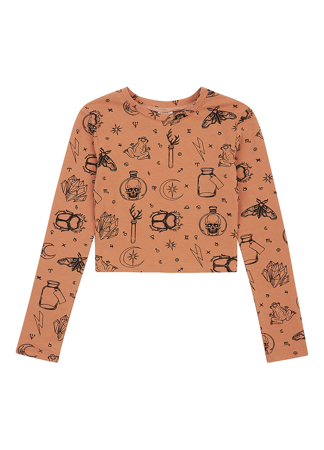 Коричневый демисезонный кэжуал лонгслив Garnamama с рисунком