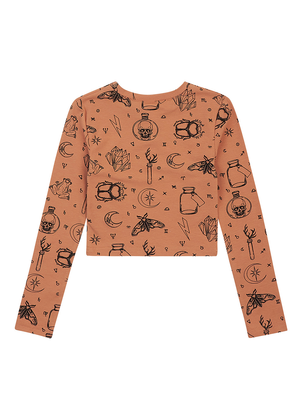 Коричневый демисезонный кэжуал лонгслив Garnamama с рисунком