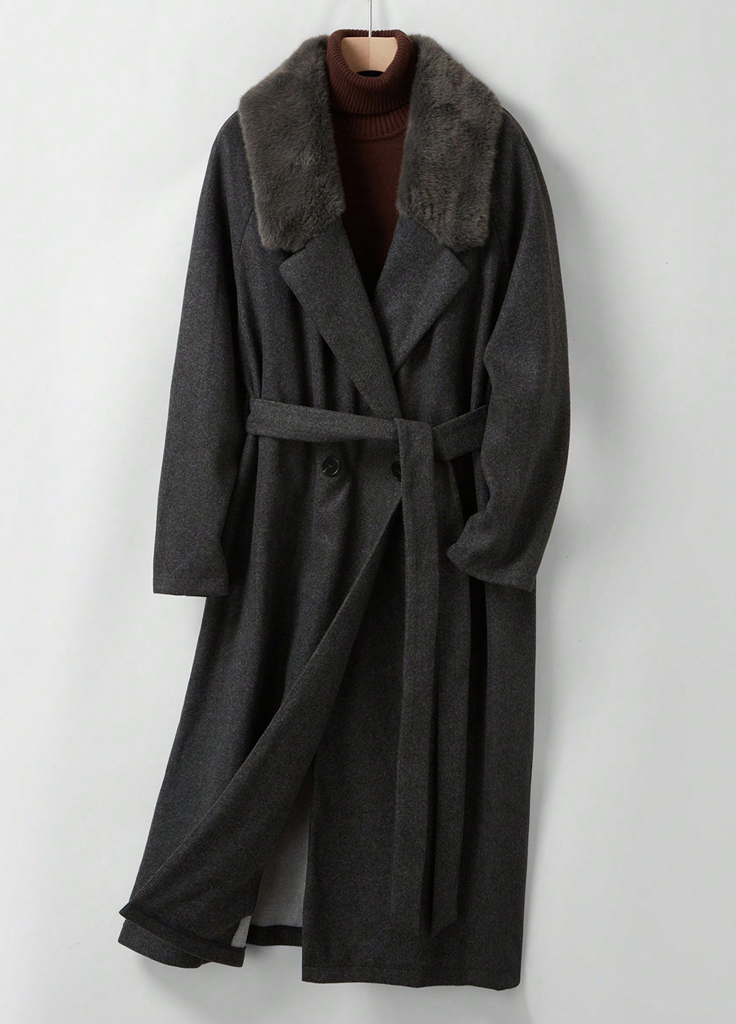 Темно-серое демисезонное Пальто однобортное SHEIN