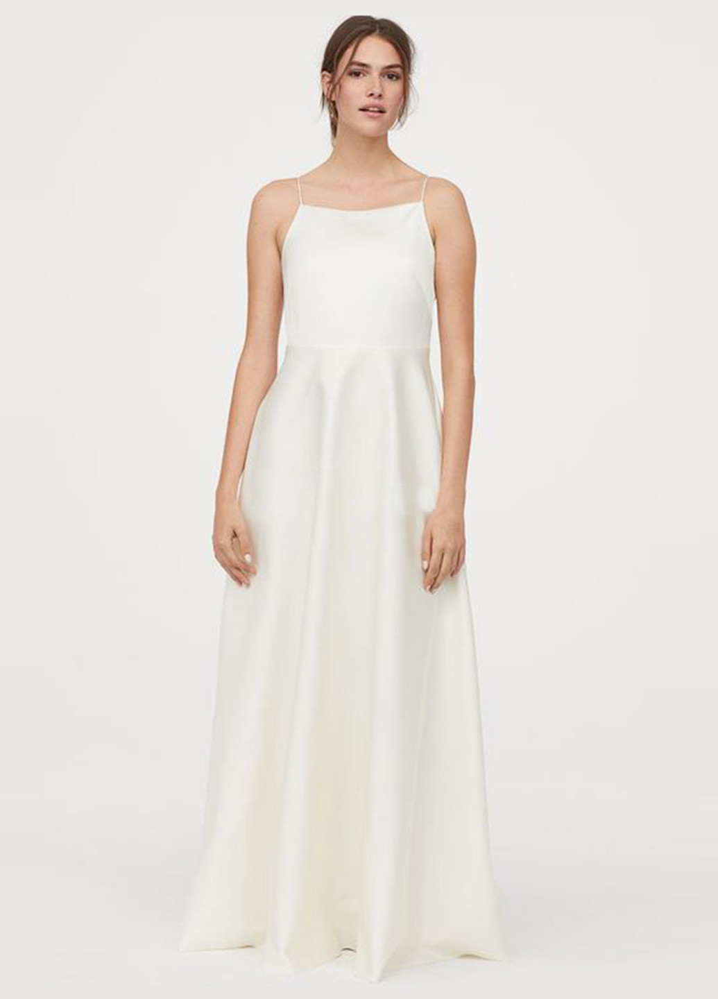 Білий весільна сукня з спідницею-сонце, з відкритою спиною H&M однотонна
