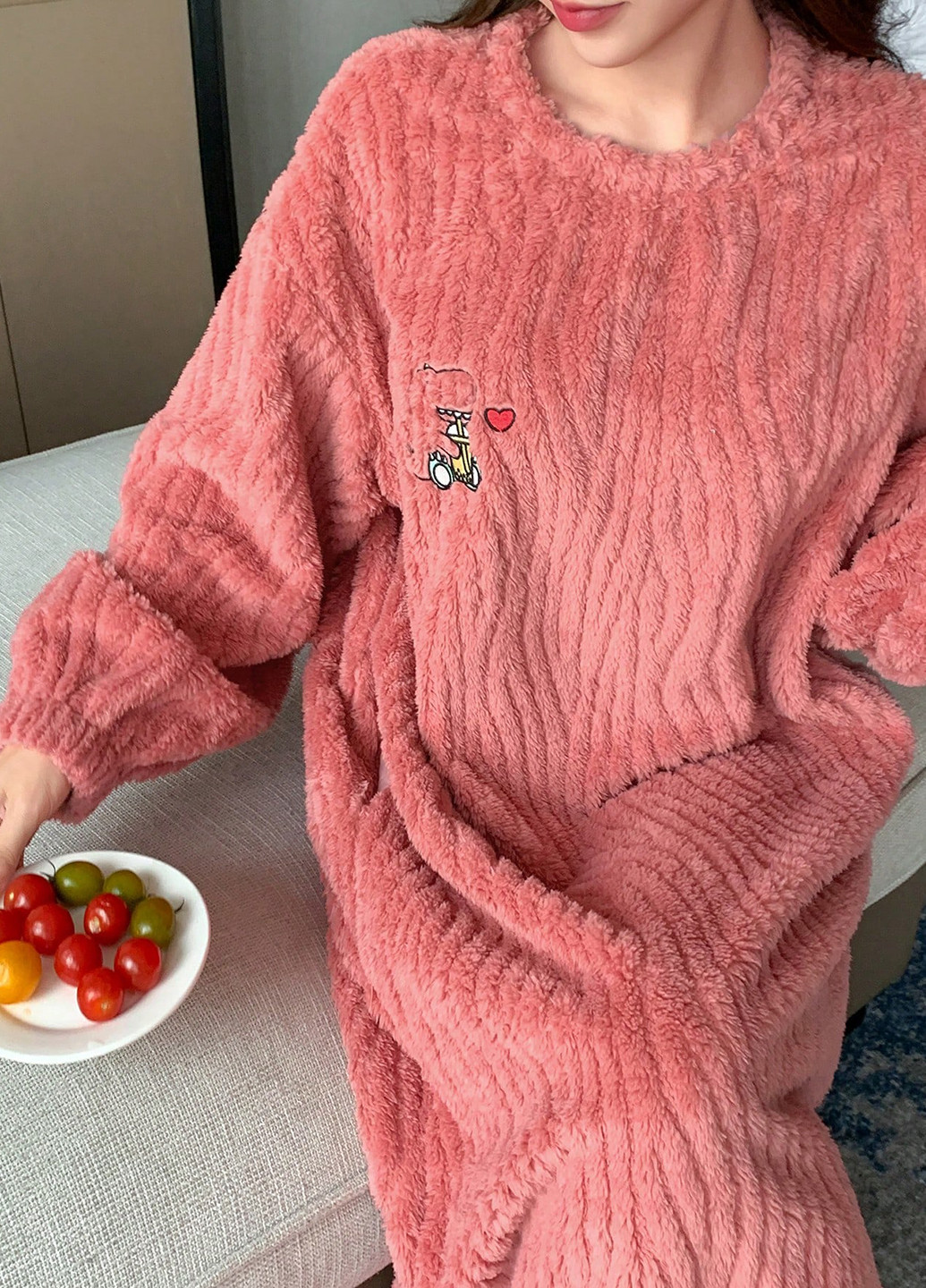 Рожева домашній сукня сукня-світшот SHEIN однотонна