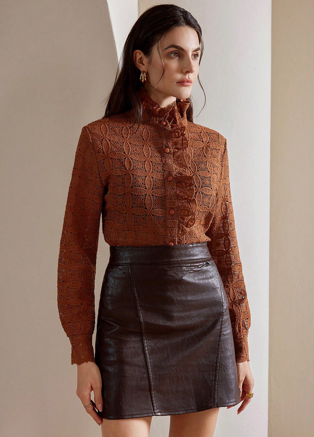 Розово-коричневая блуза SHEIN