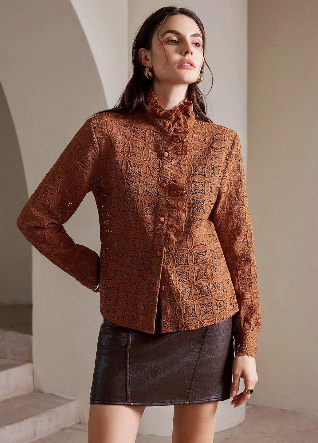 Розово-коричневая блуза SHEIN