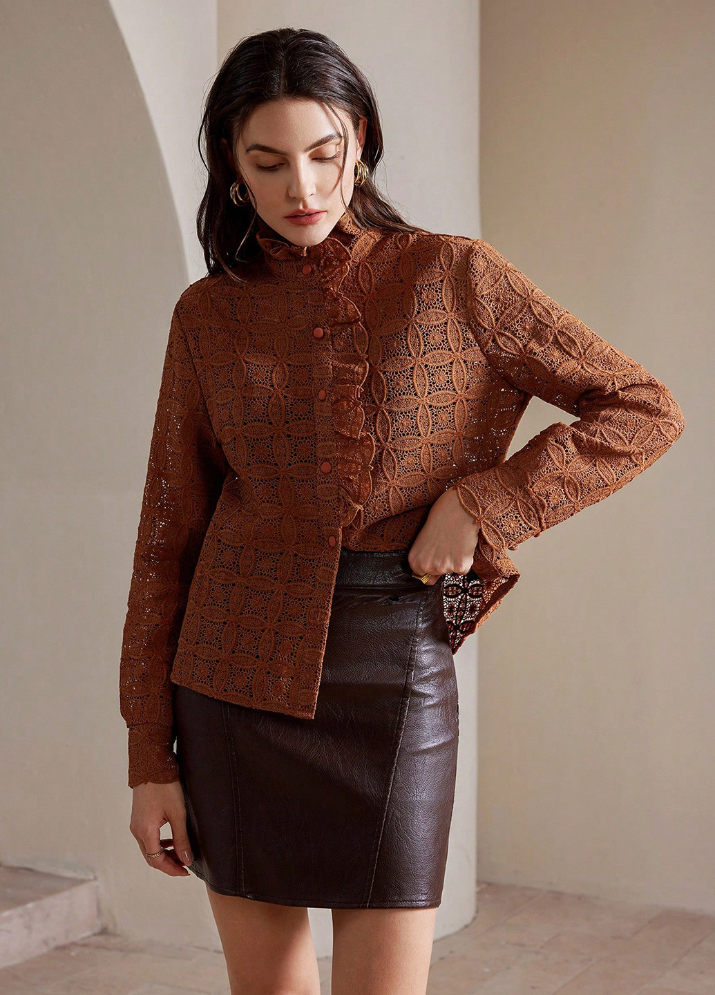 Розово-коричневая блуза SHEIN