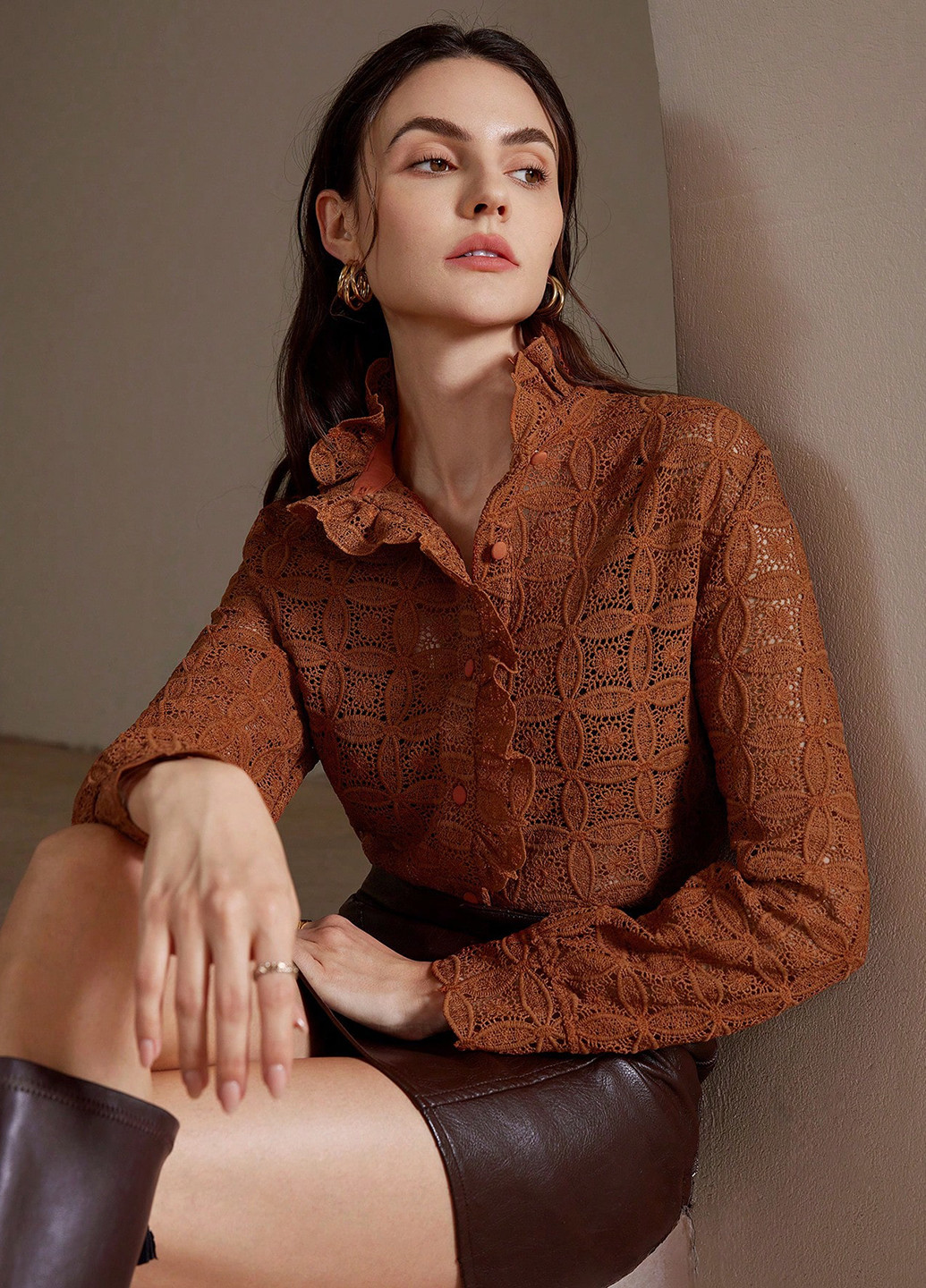 Розово-коричневая блуза SHEIN