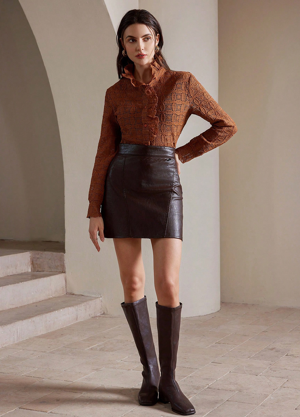 Розово-коричневая блуза SHEIN