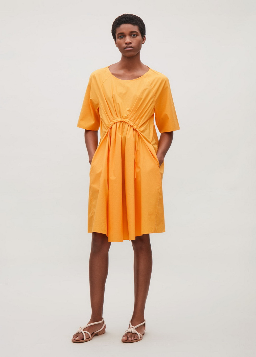 Оранжевое кэжуал платье клеш Cos однотонное