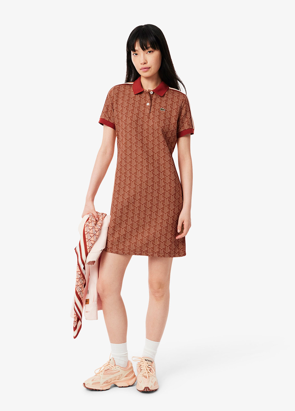 Коричнева кежуал сукня поло Lacoste з абстрактним візерунком