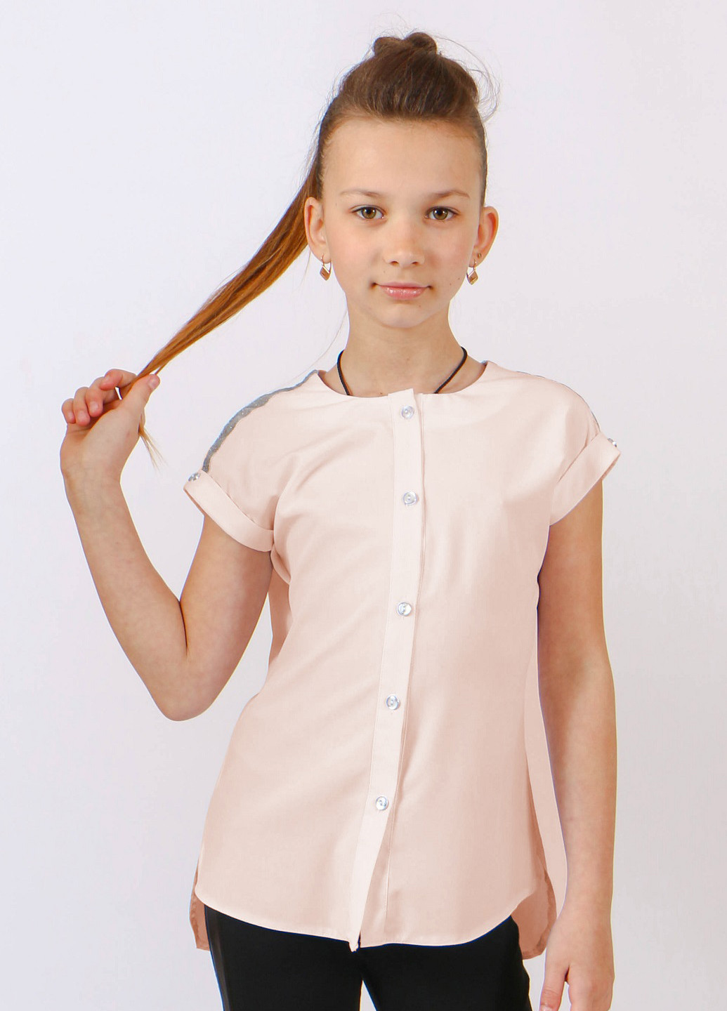 Персиковая однотонная блузка DaNa-kids летняя