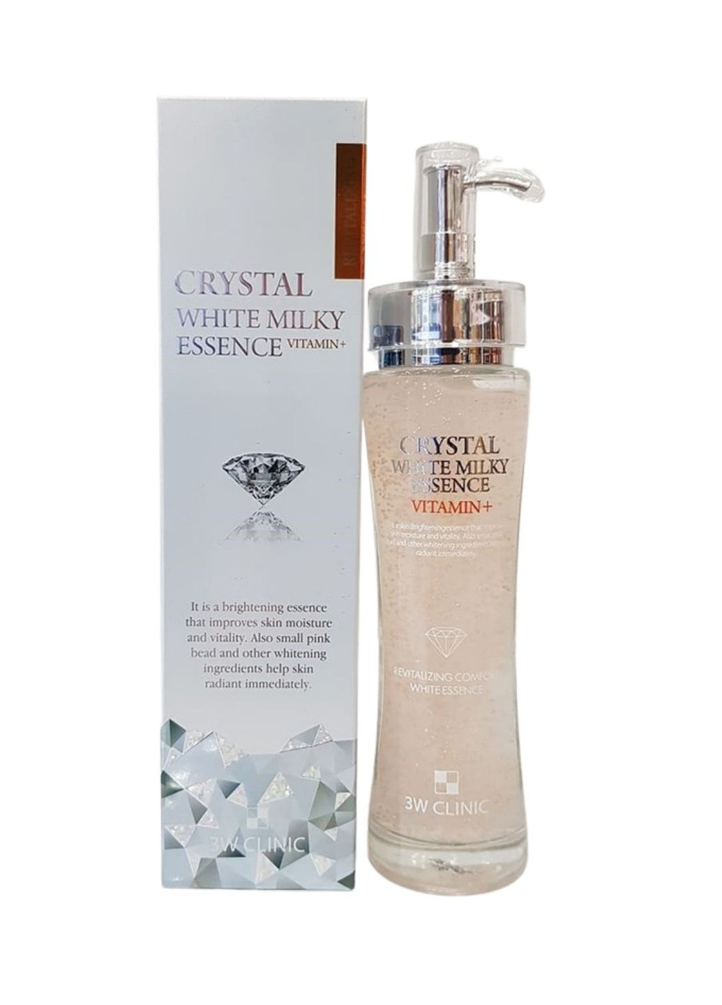 Crystal White Milky Essence Vitamin + revitalizing comfort Есенція з Молочним протеїн, 150 мл 3W Clinic (236332939)