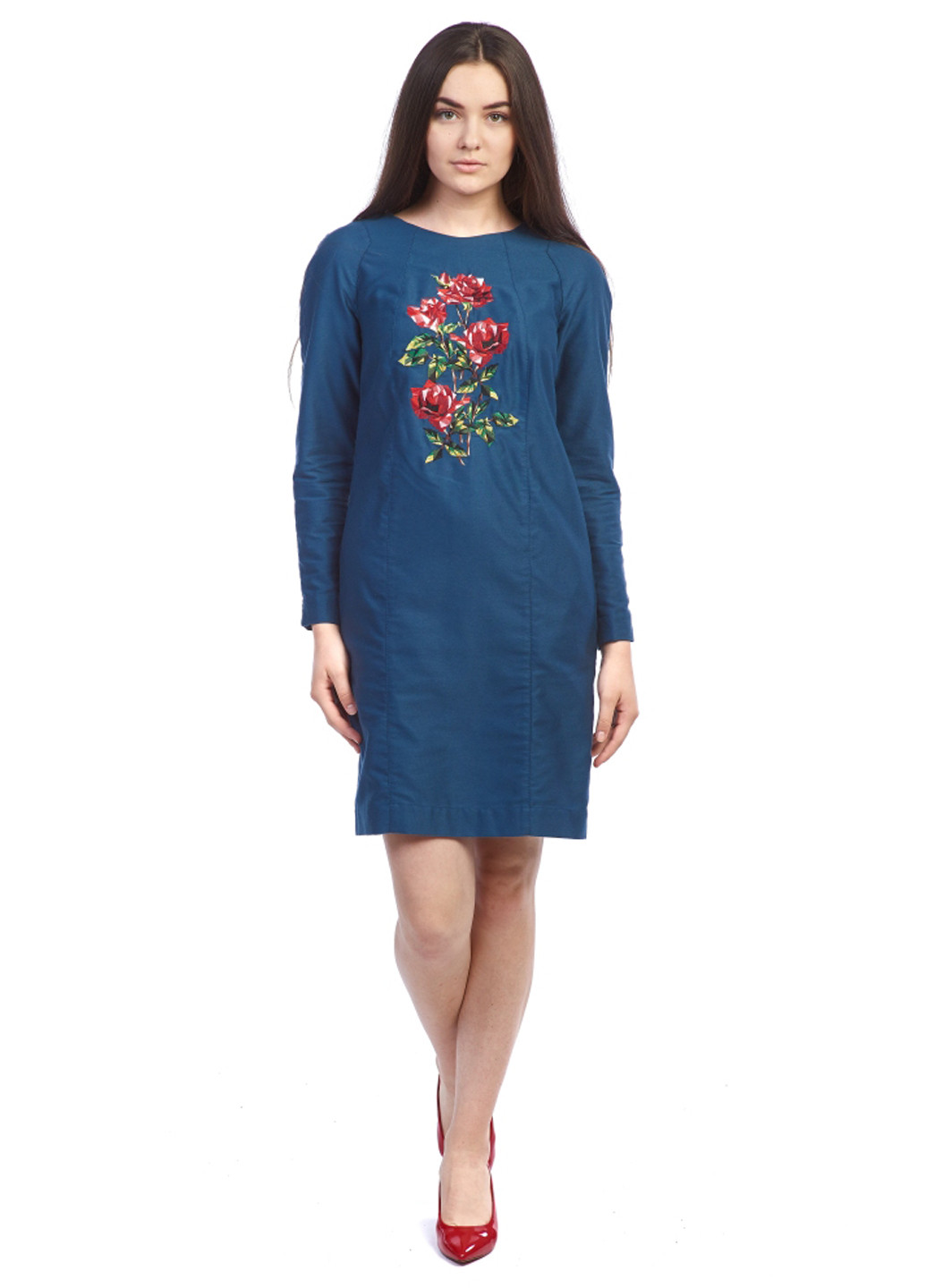 Синее кэжуал платье короткое Edelvika с цветочным принтом