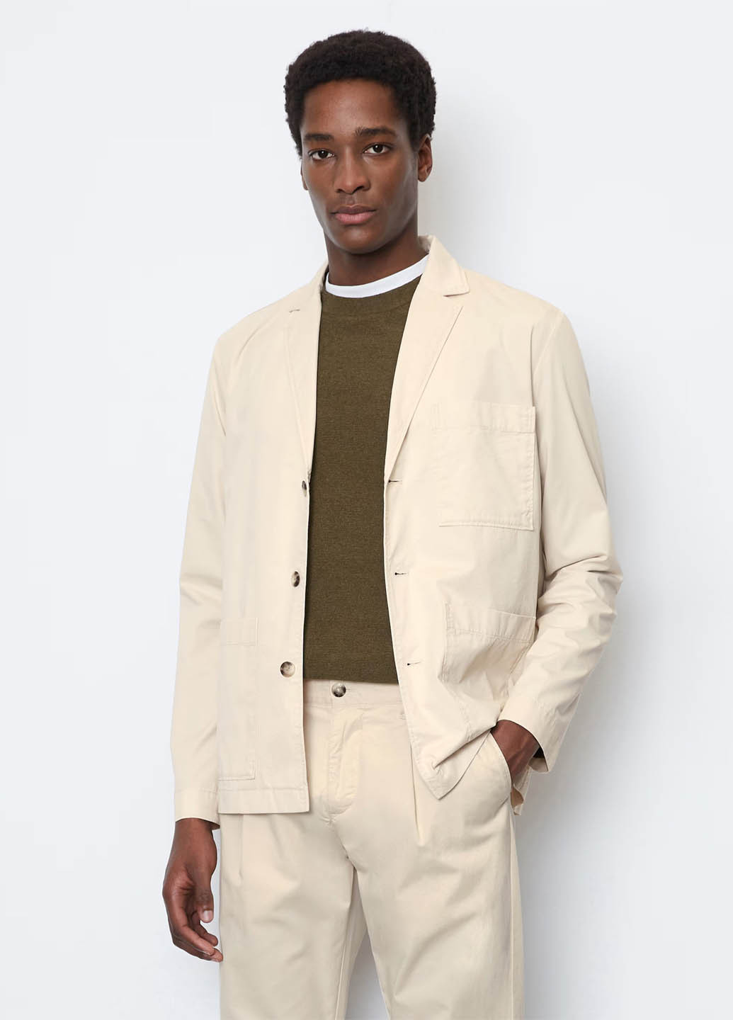 Бежевая кэжуал рубашка однотонная Marc O'Polo