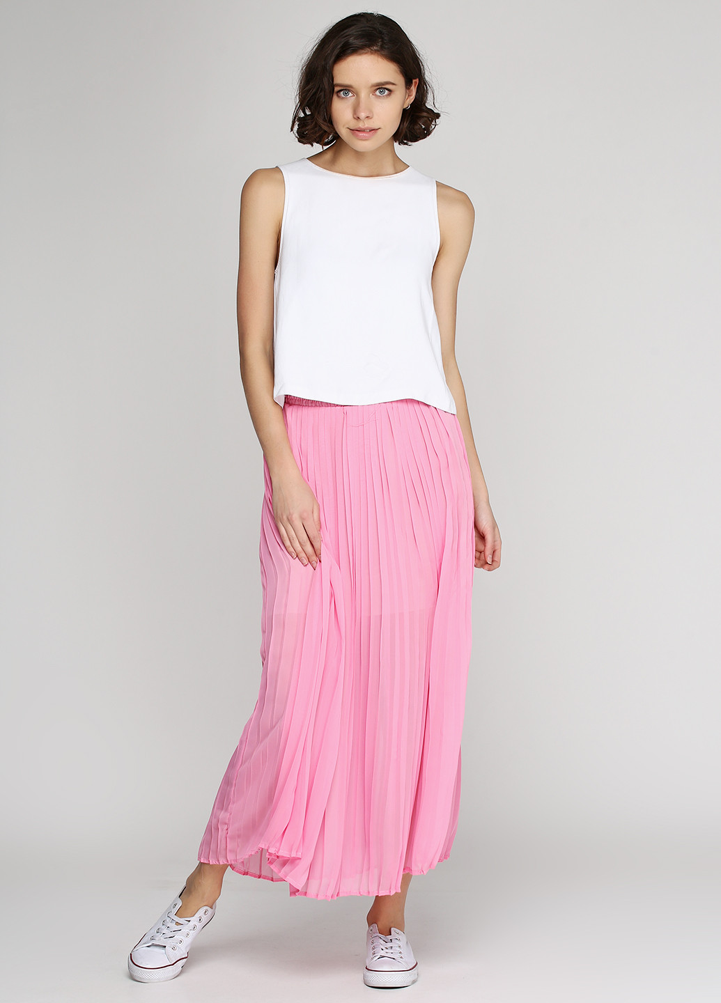 Светло-розовая кэжуал однотонная юбка Flash плиссе
