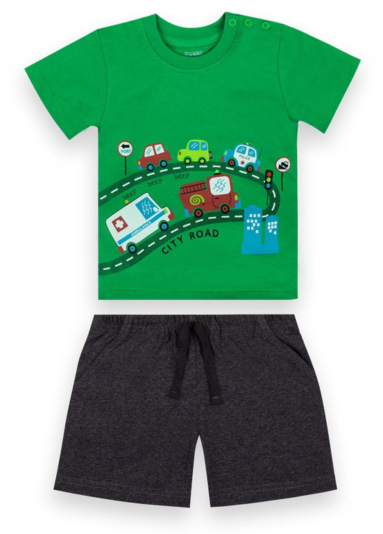 Зеленый летний детский костюм для мальчика *диноленд* Габби