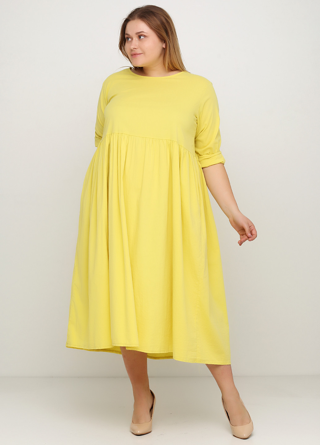 Жовтий кежуал сукня Zelante однотонна