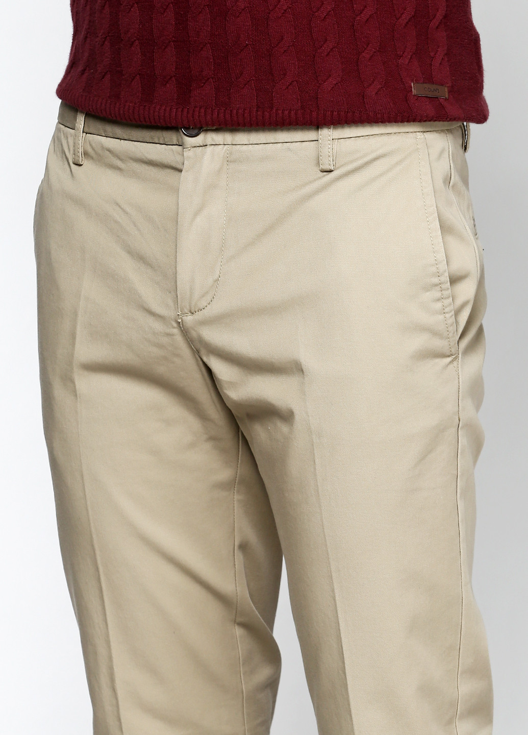 Бежевые кэжуал демисезонные прямые брюки United Colors of Benetton