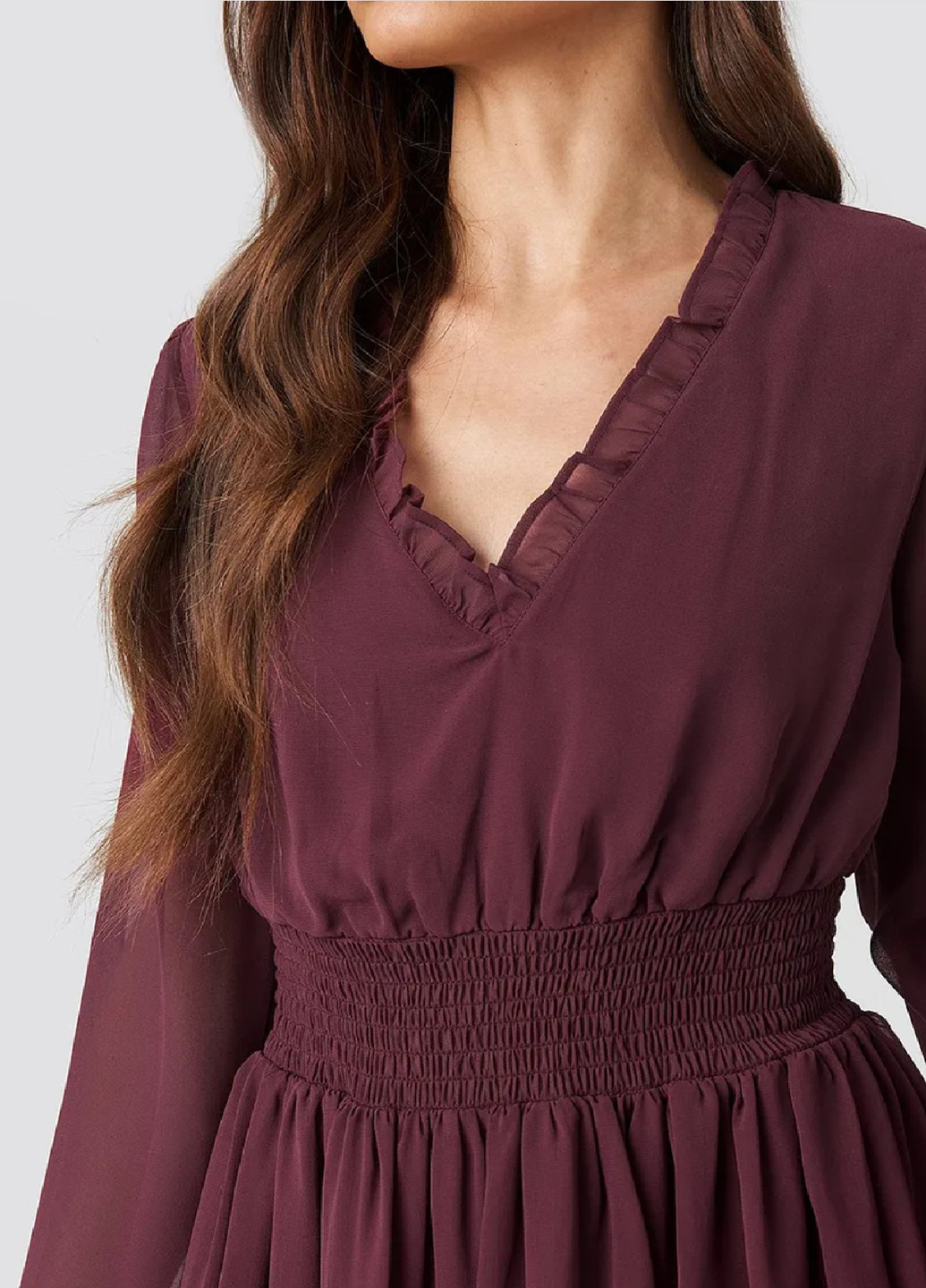 Бордовое кэжуал платье клеш NA-KD однотонное